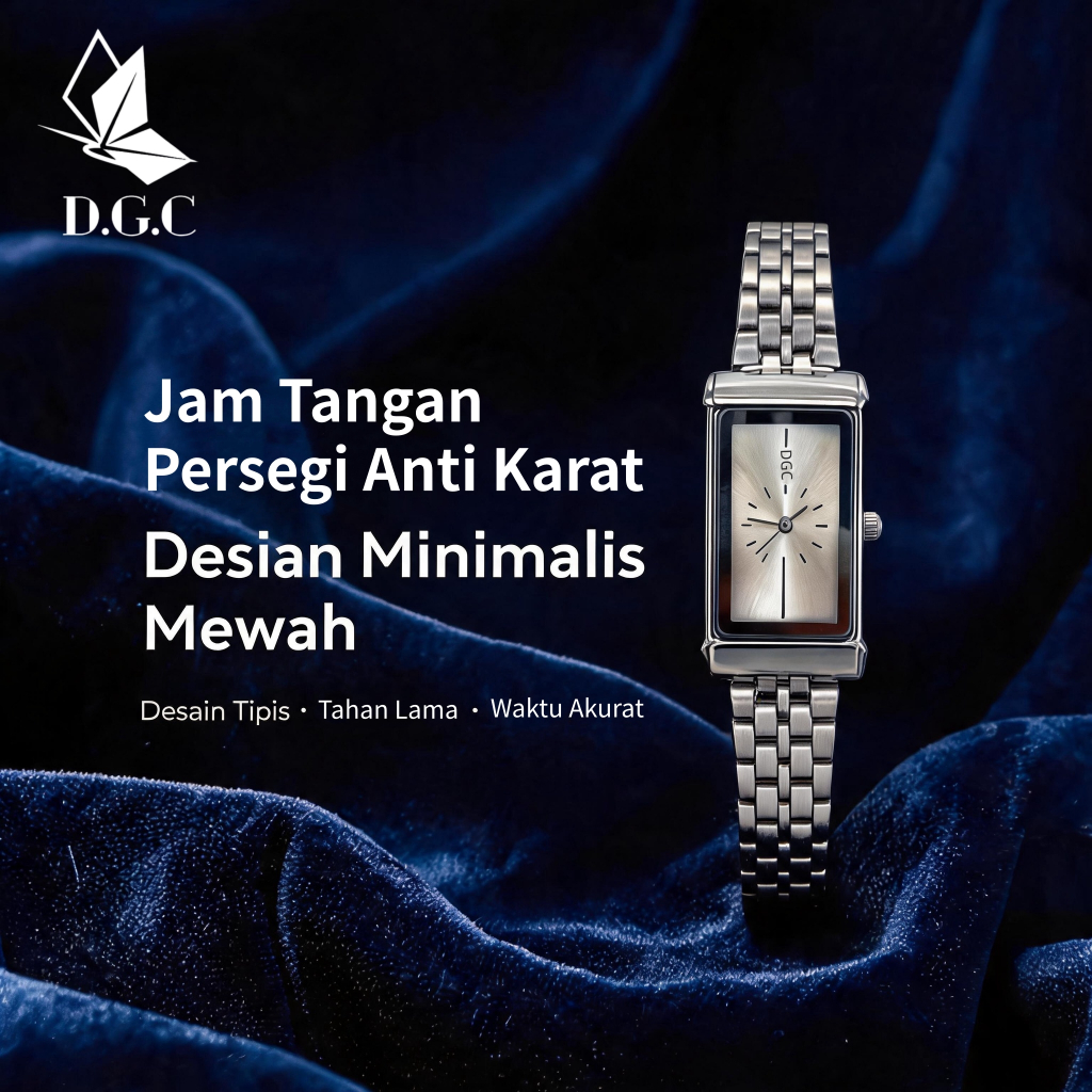 DGC 10697 Jam Tangan Wanita Elegan Dial Persegi panjang minimalis Mewah Casual Klasik dgc jam tangan