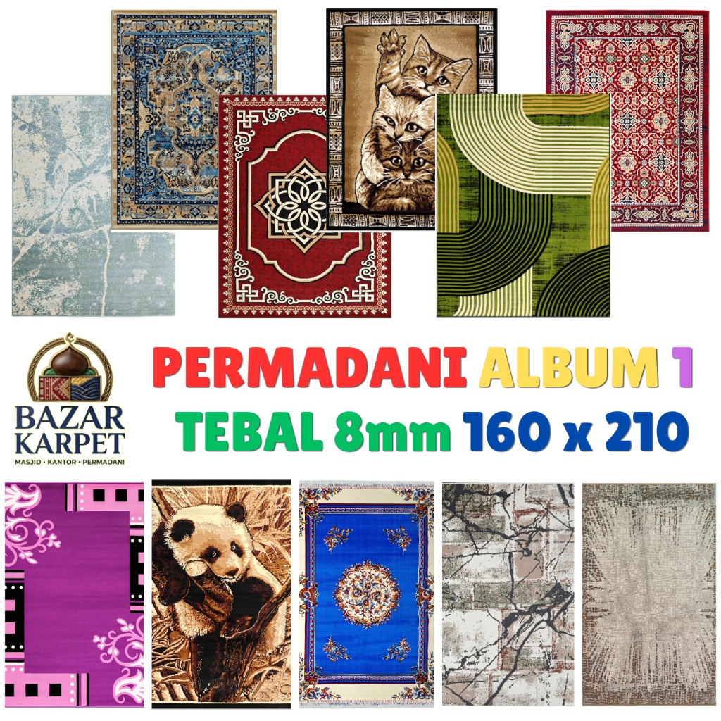 Permadani 160 x 210cm Tebal 8mm Karpet Lantai Shafira Momento Afrika Abstrak Modern Klasik