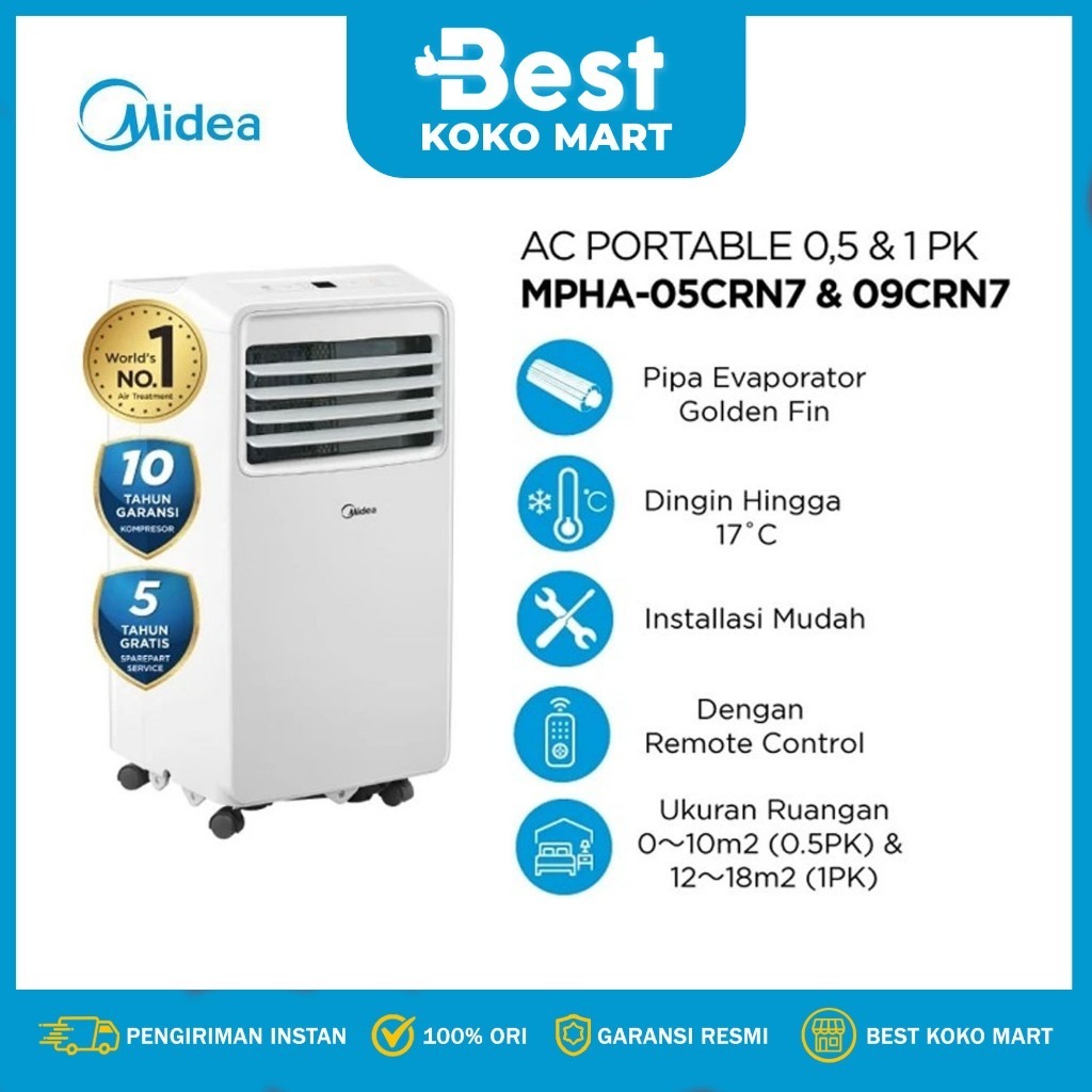 (MEDAN)Midea AC Portable MPHA-05 Multiple Function AC - 0.5PK - Dehumidifying- Sleep Mode - timer 24