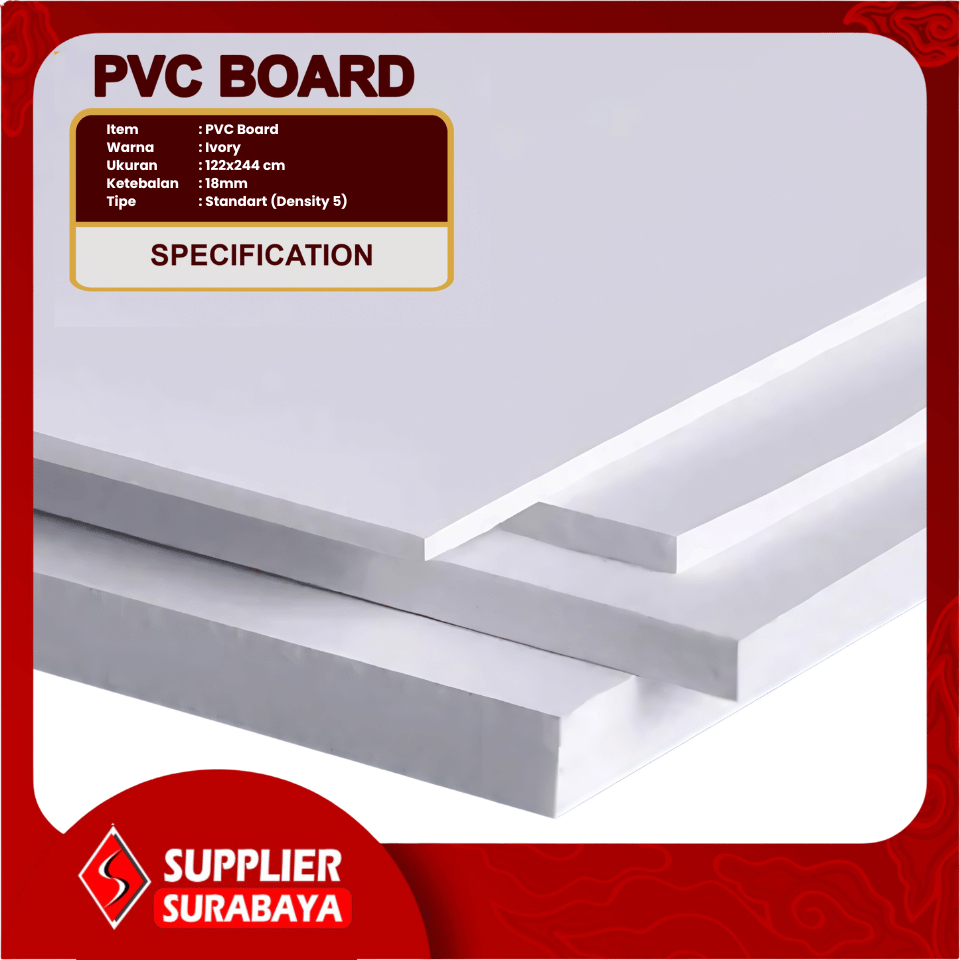 PVC Board / Foam Board 18mm Standart Warna Putih Ivory (Putih Tulang) 122x244cm