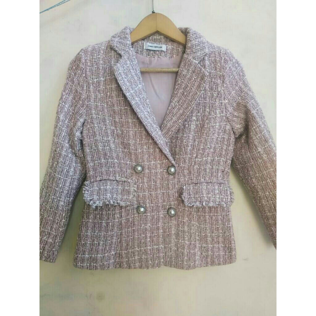 blazer tweed baby pink