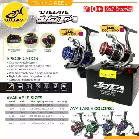 Reel Pancing UTECATE JOTA 500 1000 2000 3000 4000
