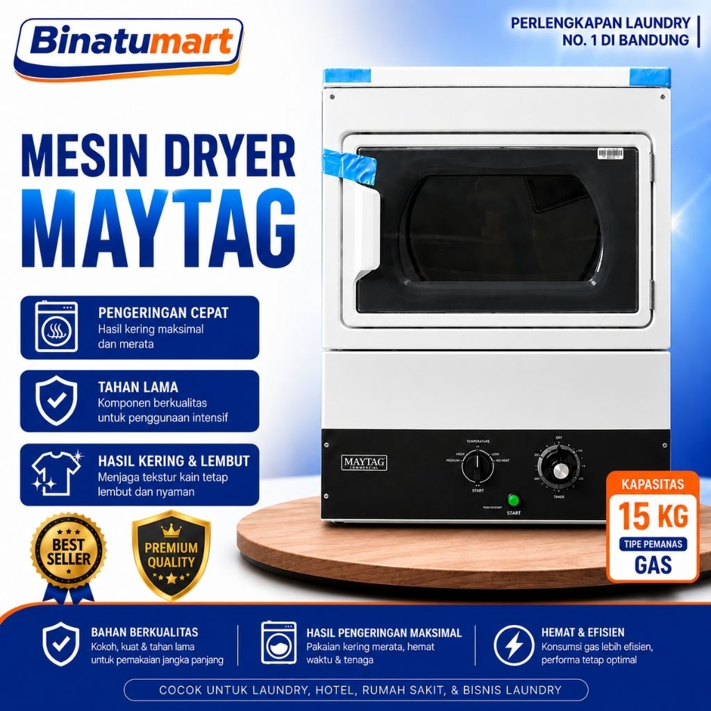 Maytag Mesin Dryer Gas 15 KG Pengeringan Cepat Tahan Lama Hasil Kering Lembut Hemat Energi untuk Lau