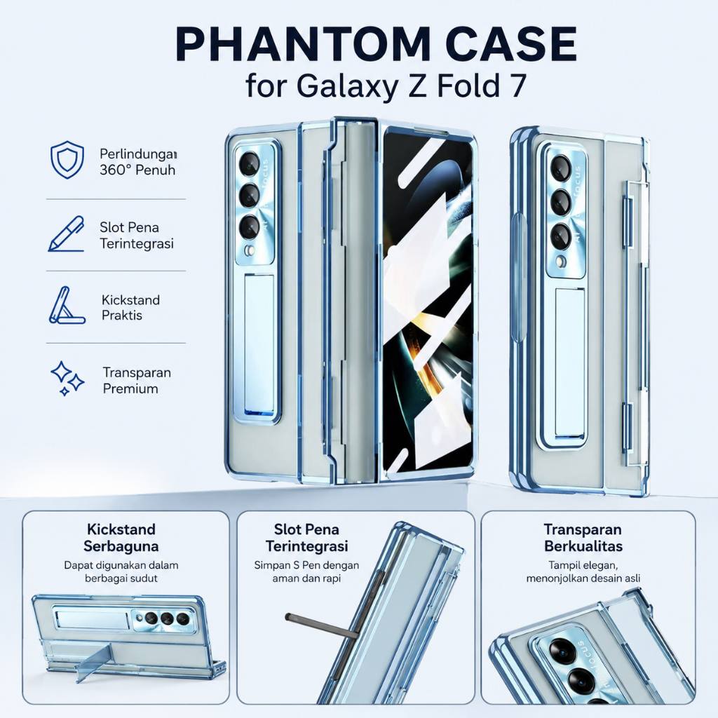 Case Samsung Galaxy Z Fold 7 Fold7 SNAPFIT Phantom Flat Hinge KickStand with Spen Holder