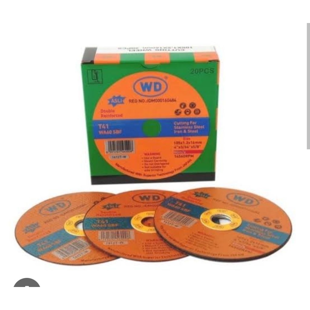 Batu gerinda potong WD 4 x 1.2 ( 1 Dus 20 Pcs ) WD Cutting Wheel Mata Gerinda Potong