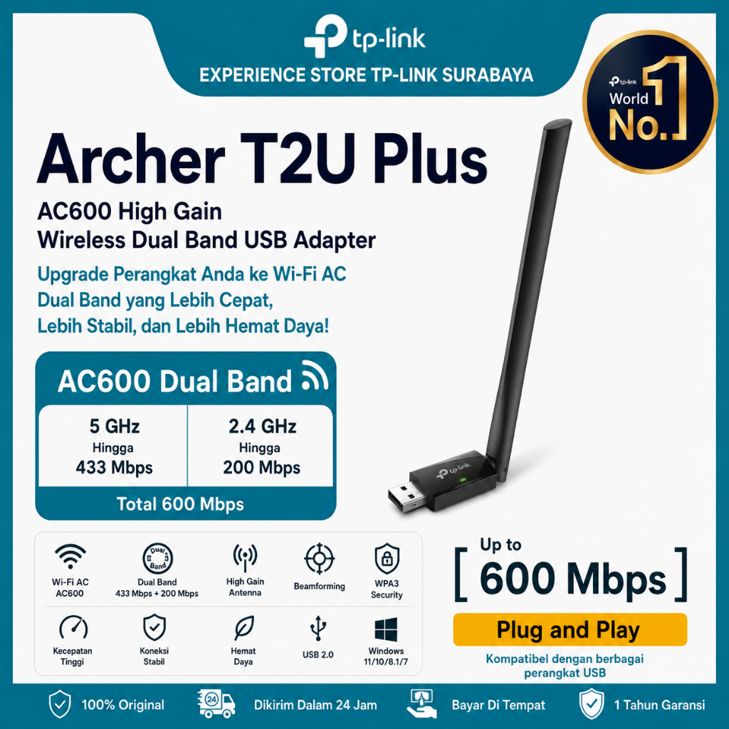 Tp-Link Wireless Adapter Tp Link Archer T2U Plus Ac600 - Tplink T2U+ Dual Band