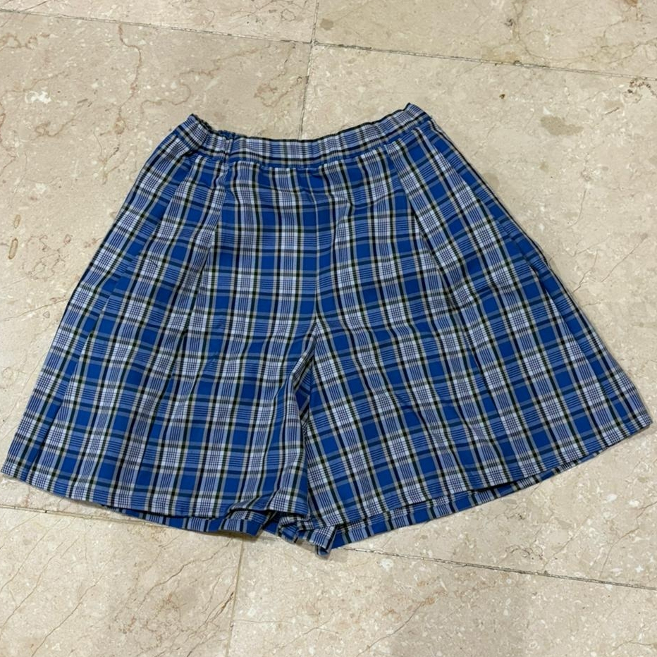 Uniqlo Blue Plaid Tartan Pleated Shorts - Size 160 Kids