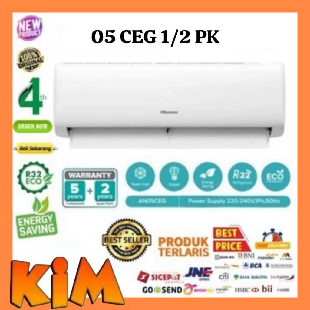 JNE AC Hisense 1/2 PK AN05CEG AN05CDG Turbo Coll - Garansi Resmi 05 CEG 05 CDG