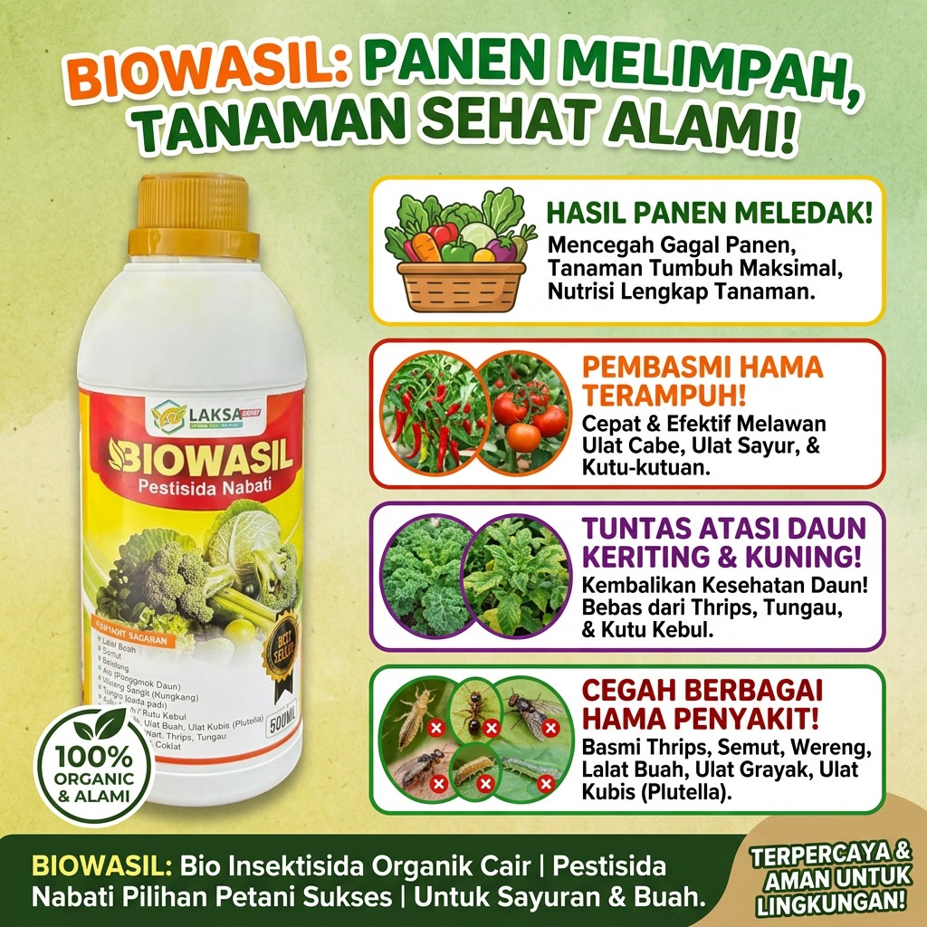 BIOWASIL ORIGINAL Pestisida Cair Organik Pembasmi Hama Cabe Obat Kutu Kebul Daun Keriting Thrips Tun