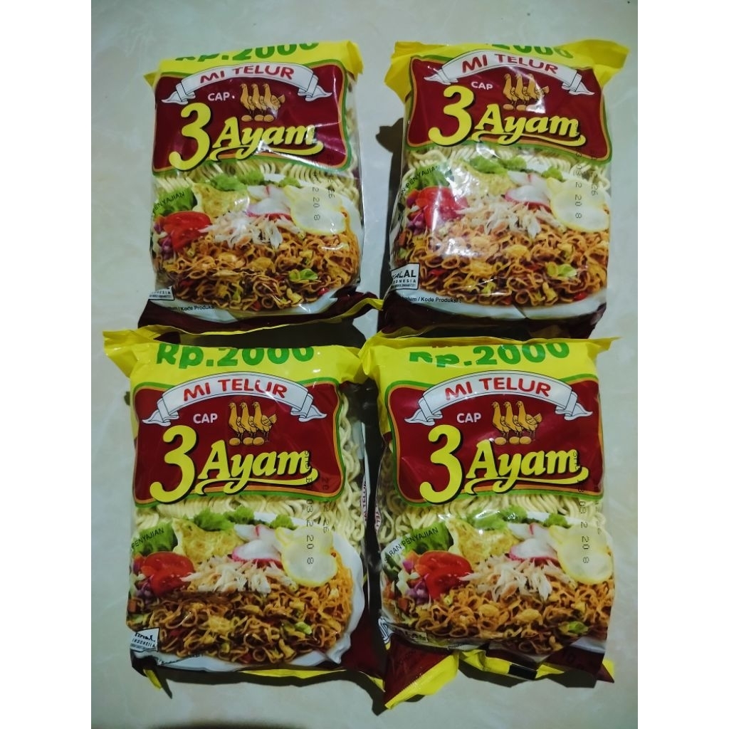 Mie Telur Cap 3 Ayam Isi 4 PCS/Mie Telur Cap 3 Ayam Enak