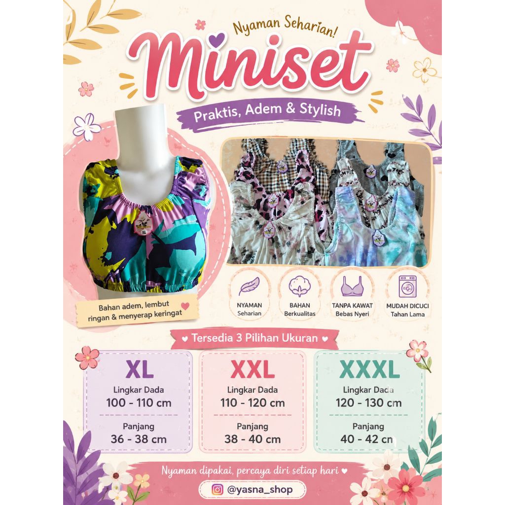 Bra Miniset Wanita Dewasa Miniset Remaja