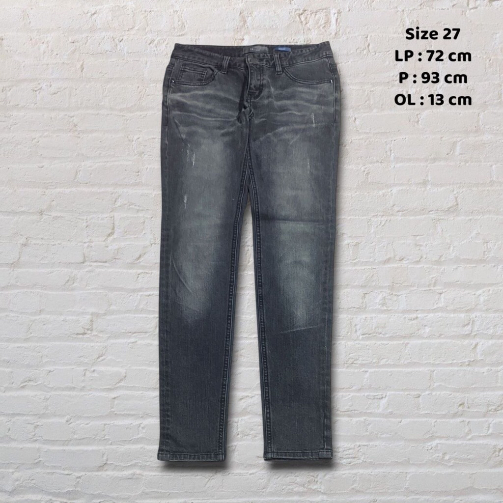 Size 27 Celana Panjang Longpants Jeans Frj Grey Washed Fading Skinny Second Preloved #CJ168A