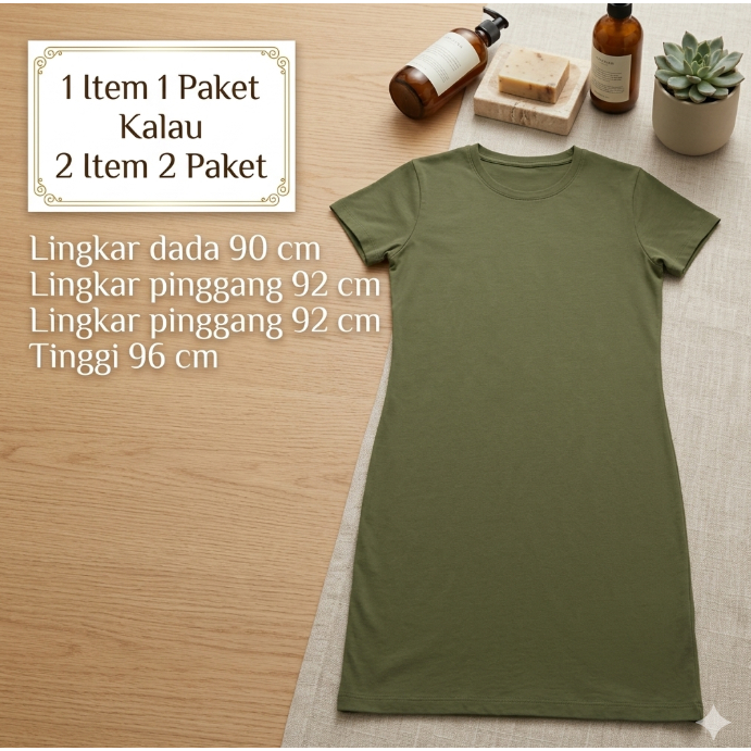 Dress Casual Hijau Army | Midi Dress Preloved