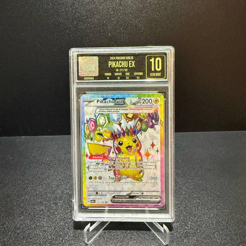Kartu Pokemon Pikachu EX SR 211/182 EGS Grading 10 Kilat Rasi Original