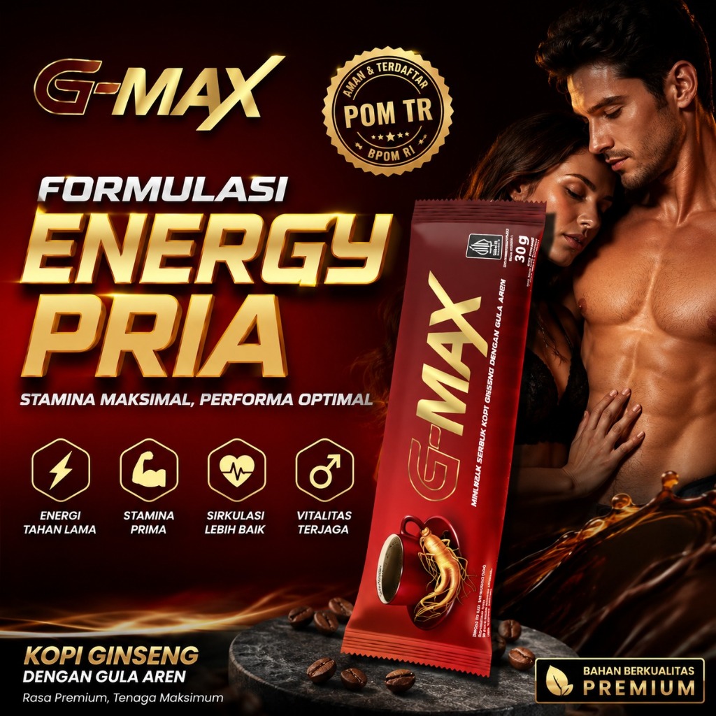 Kopi G-max Original Rasa Cappuccino saset Extra Ginseng Untuk Tahan Kuat Malammu BPOM