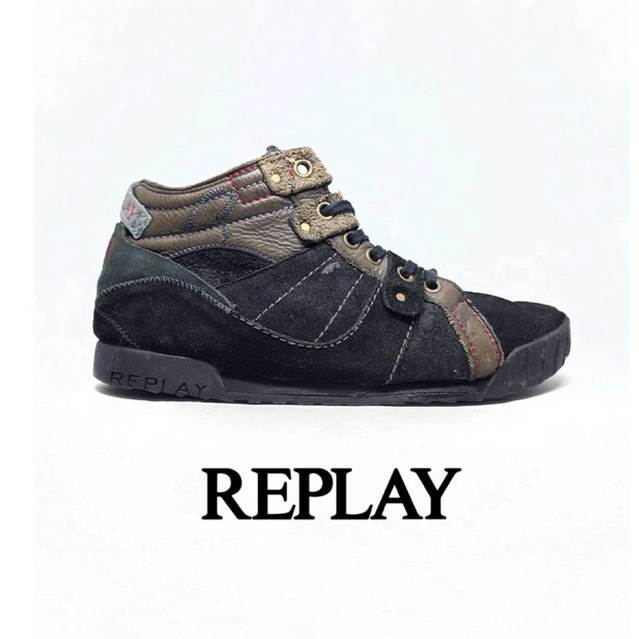 Size 45 | REPLAY Denim Rugged sepatu Boot Unik suede pria