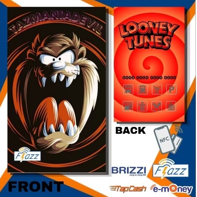 custom Card Etoll Flazz gen 2,emoney,brizzi,tapcash print UV support NFC edisi Looney Tunes