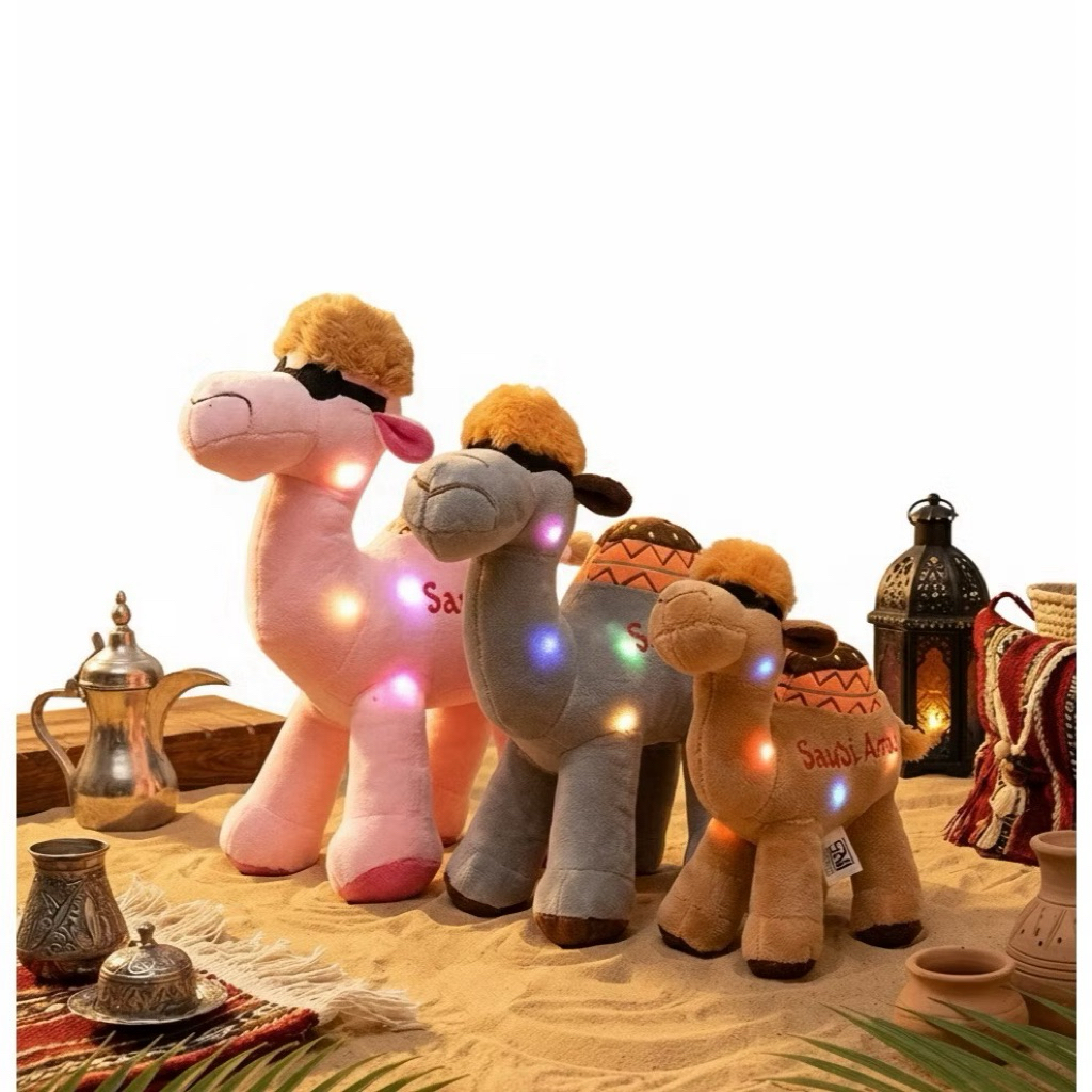 Boneka unta arab bertuliskan Saudi arabia-boneka oleh oleh umroh dan haji- boneka unta original terb
