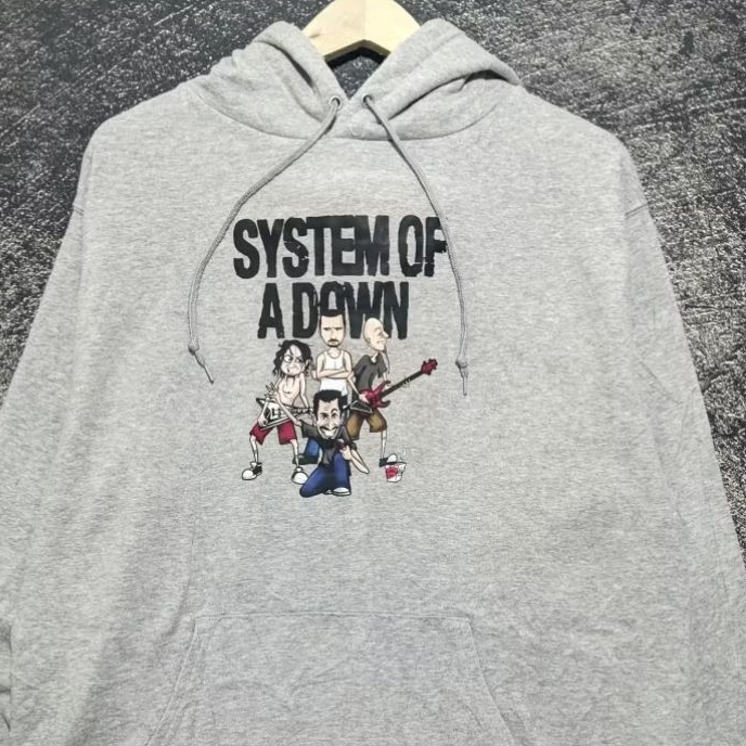 Hoodie Fruit of the Loom System of a Down SOAD Karikatur Band Grey Original - Size L