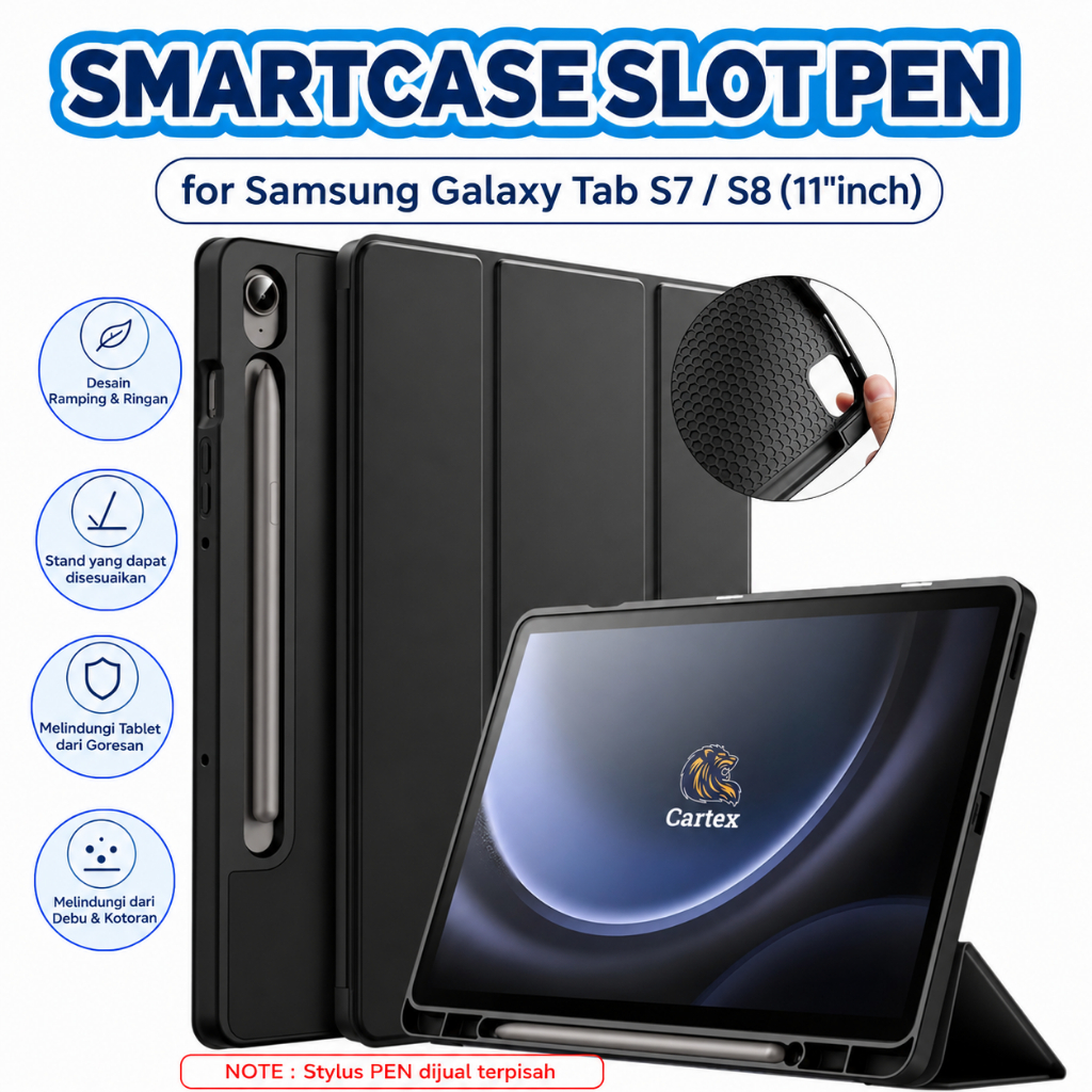 Smartcase Slot Pen Samsung Galaxy Tab S7/S8 11"inch / softcase samsung tab s7 / case samsung tab s8 