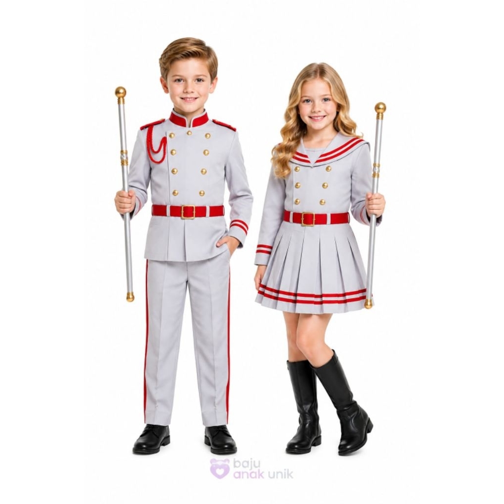 BAJUANAKUNIK / KOSTUM MAYORET SD / KOSTUM DRUMBAND ANAK / KOSTUM PASKIBRAKA ANAK / KOSTUM MARCHING B