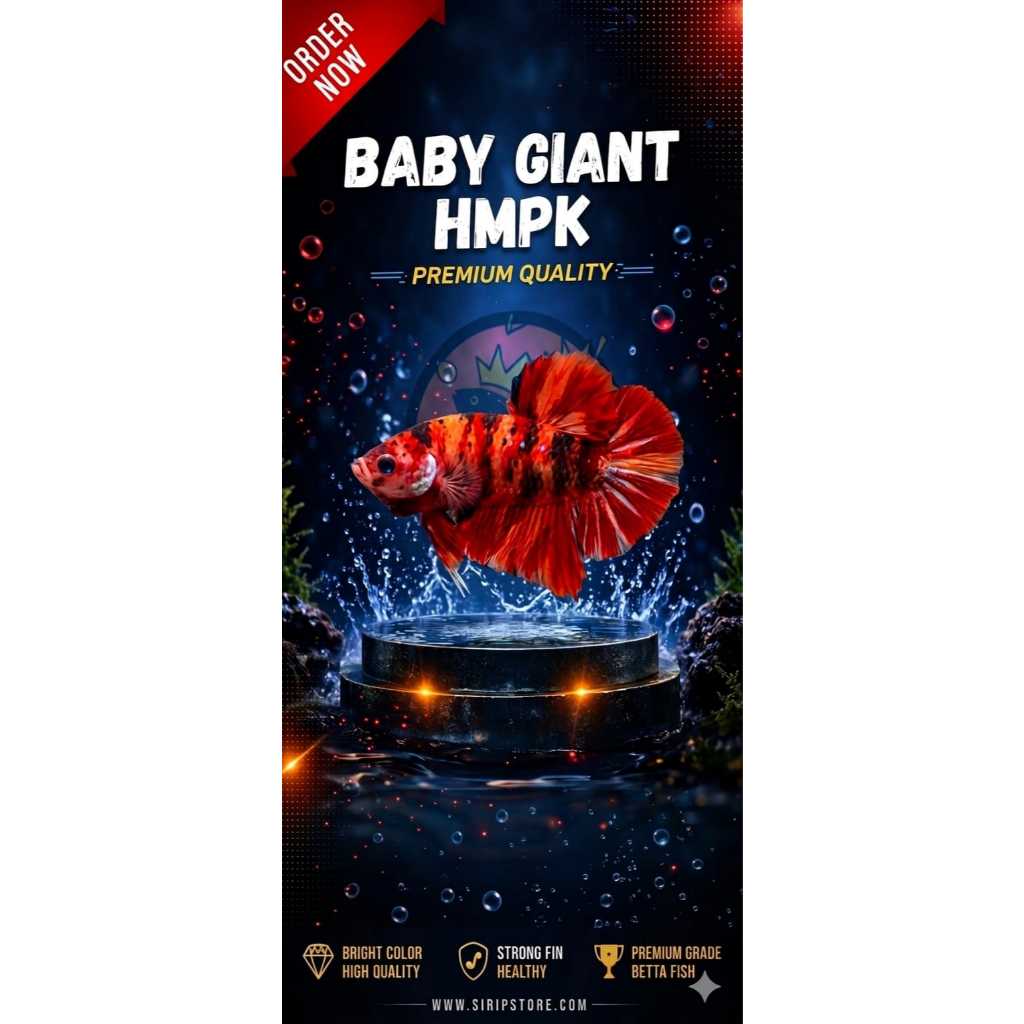 Ikan Cupang Giant Hmpk Size Body Only 5cm Cupang Plakat Multicolor - Sepasang, Warna Acak, Bergarans