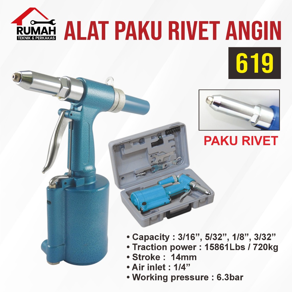 ALAT PAKU RIVET ANGIN 619 ALDO / paku rivet pakai angin / pneumatic rivet nut gun