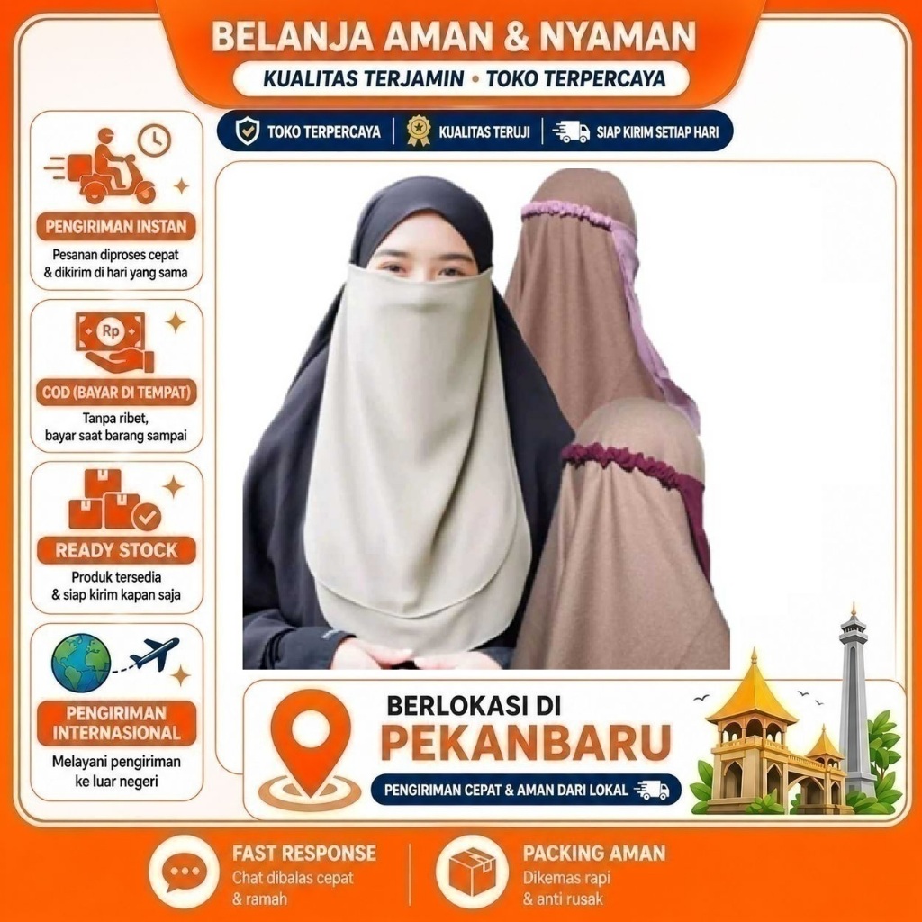 [SDW] pekanbaru/Cadar Wolfis Bandana Dewasa Tali 1 & 2 Layer Karet Pakaian Wanita Muslim Hijab