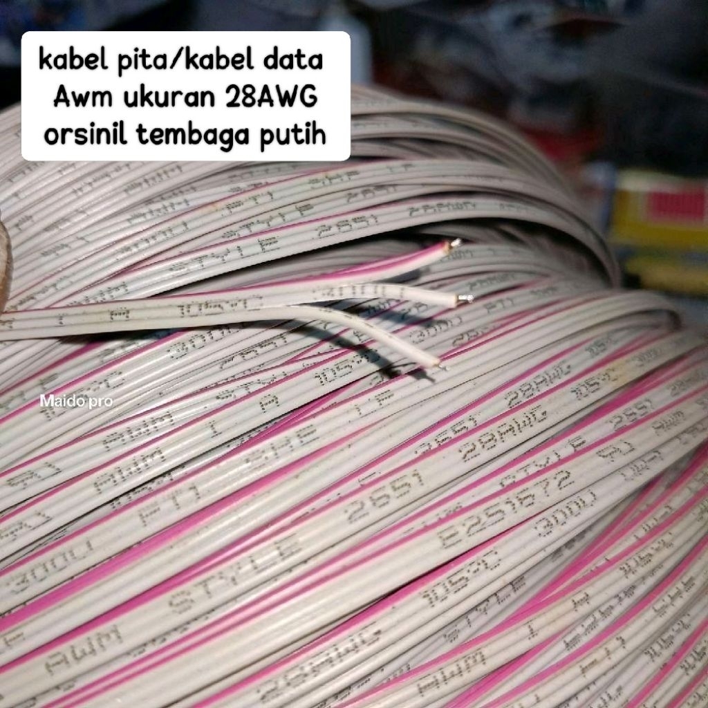 Kabel pita/kabel data Awm ukuran 28 Awg