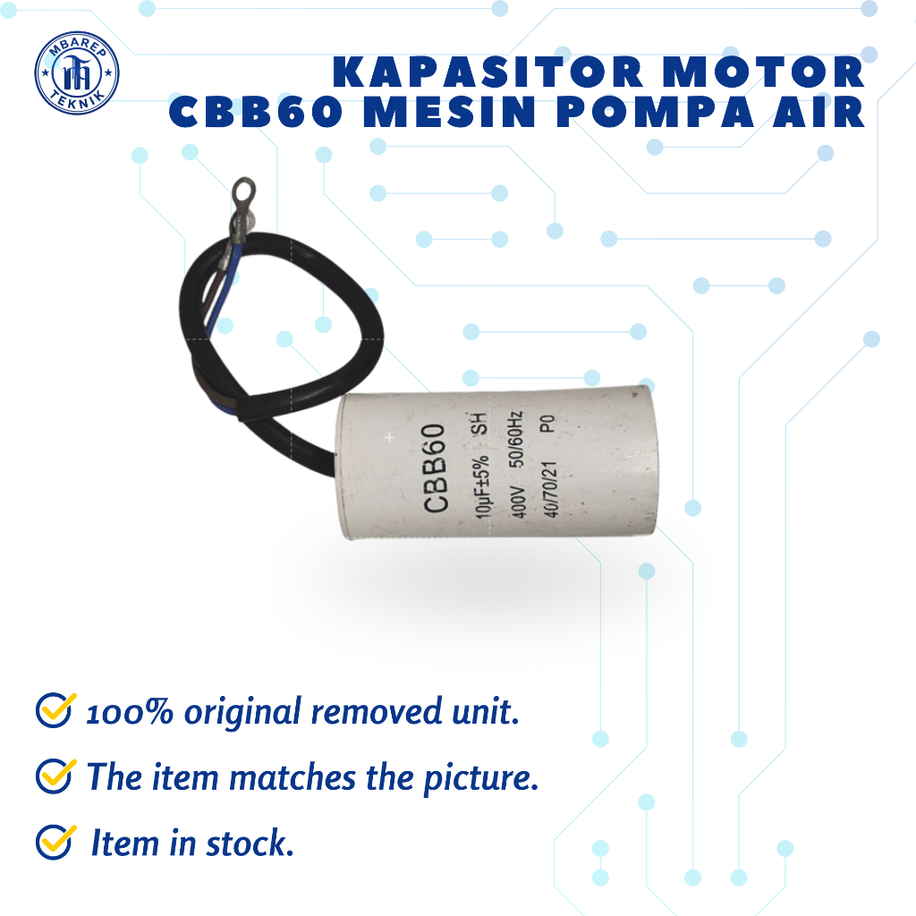 Kapasitor motor CBB60 mesin pompa air