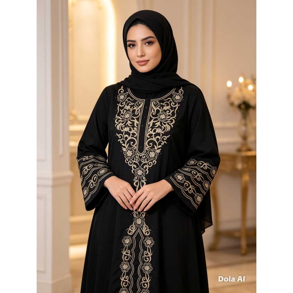 ABAYA BORDIR HAWA Abaya Bordir Gamis Arab Hitam Abaya Hitam Turkey Bordir