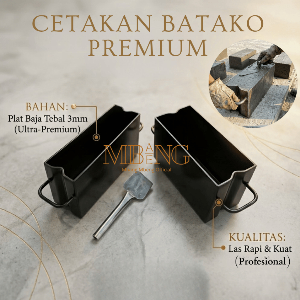 Mbang-Mbeng Cetakan Batako Manual Plat Baja Tebal 3mm Premium Alat Pembuat Batako Press Cetakan Seme