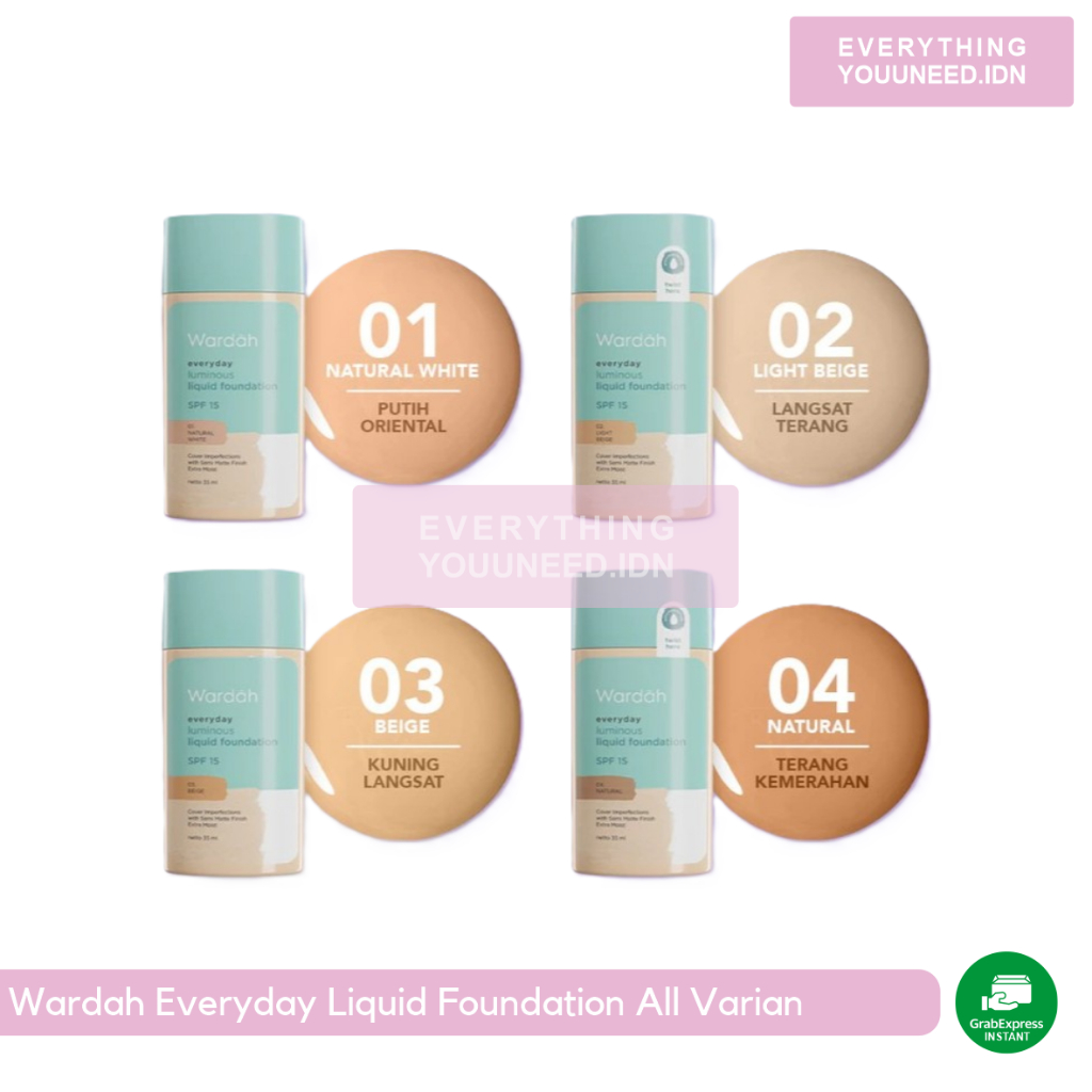 Wardah Everyday Luminous Liquid Foundation - Alas Bedak Hasil Matte - Natural