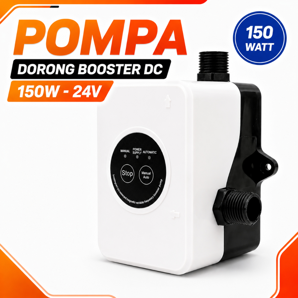 Pompa Air Dorong Booster DC 24V Pendorong Air Otomatis 150 Watt Kran Air Shower