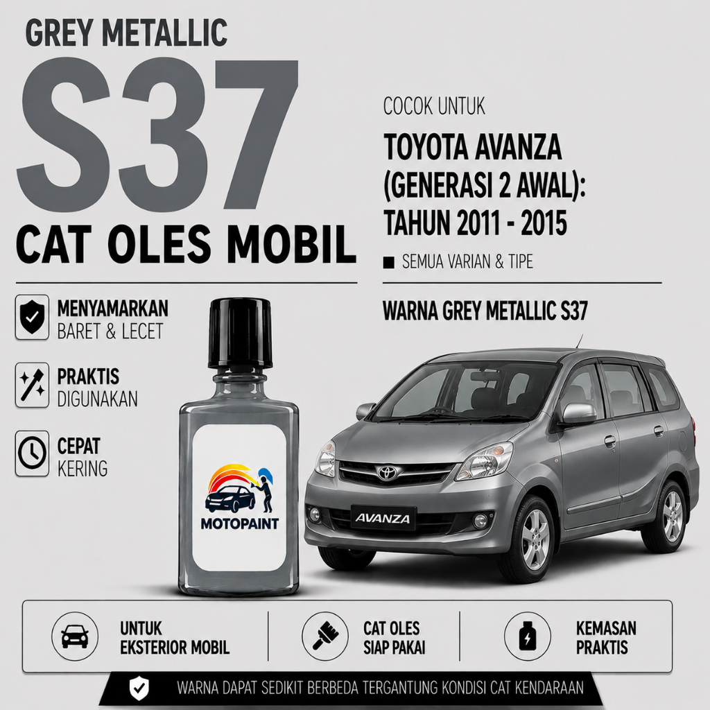 Grey Motopaint Grey Metallic S37 Cat Oles Penghilang Baret Mobil Toyota Avanza Xenia Warna Abu Metal
