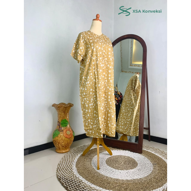 [BAHAN RAYON PREMIUM] Daster Kaftan | Daster Lengan Pendek | Adem, Lembut, Busui | Khalisa XSA Konve