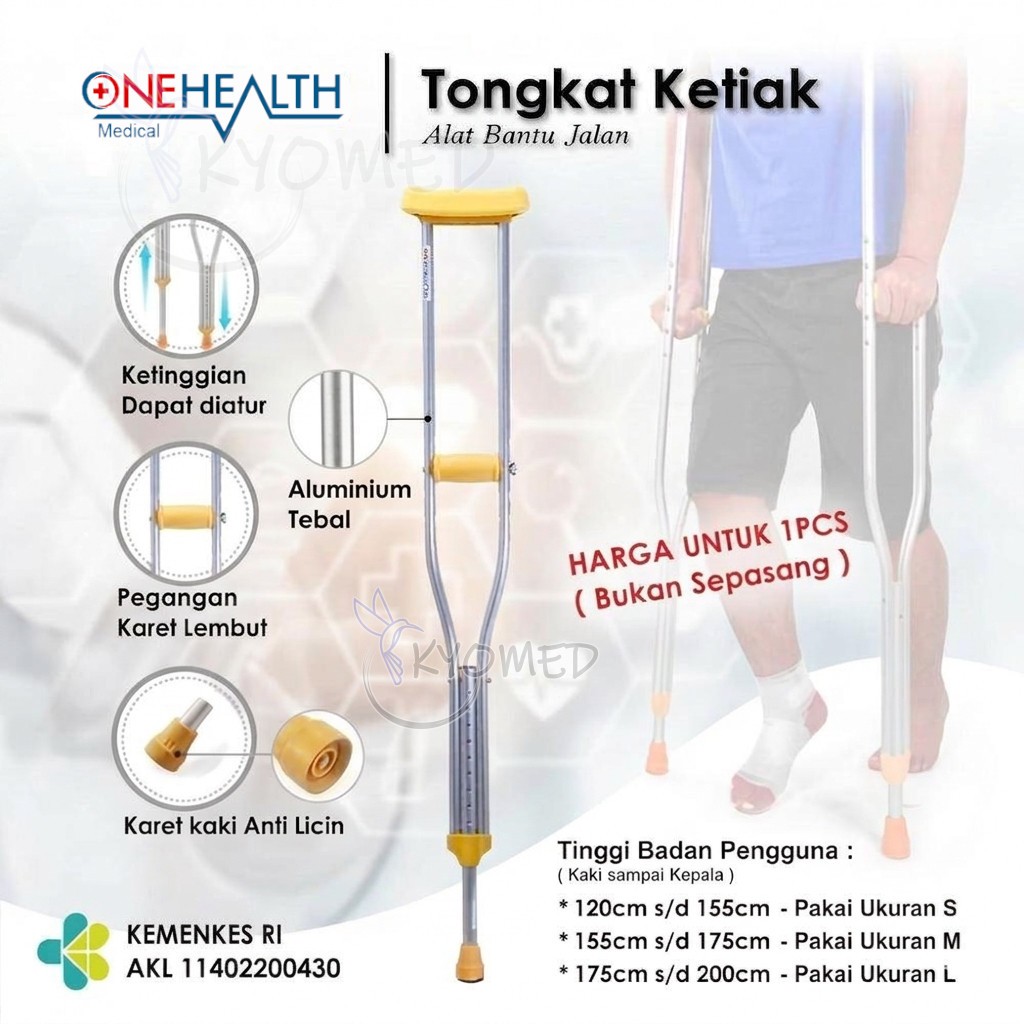 1Pcs - ONEHEALTH Tongkat Ketiak / Kruk / Alat Bantu Jalan [ Kyomed ]