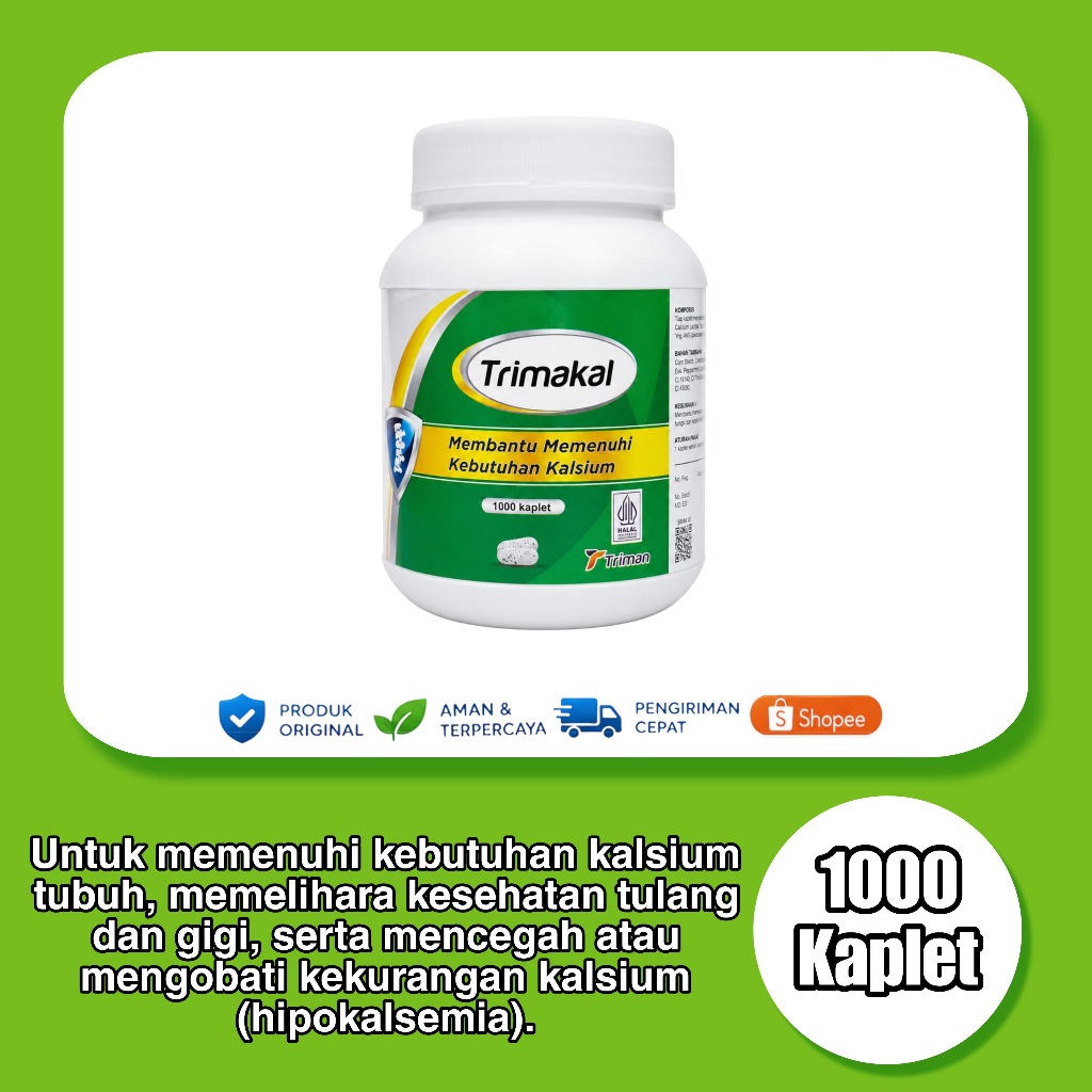 Calcium Lactate Trimakal / 1000 Kaplet (Botol)