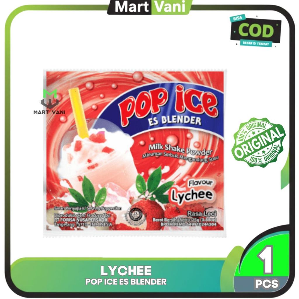 POP ICE MILK SHAKE POWDER RASA LYCHEE - POP ICE MINUMAN BUBUK RASA LYCHEE - MINUMAN INSTAN SACHET [M