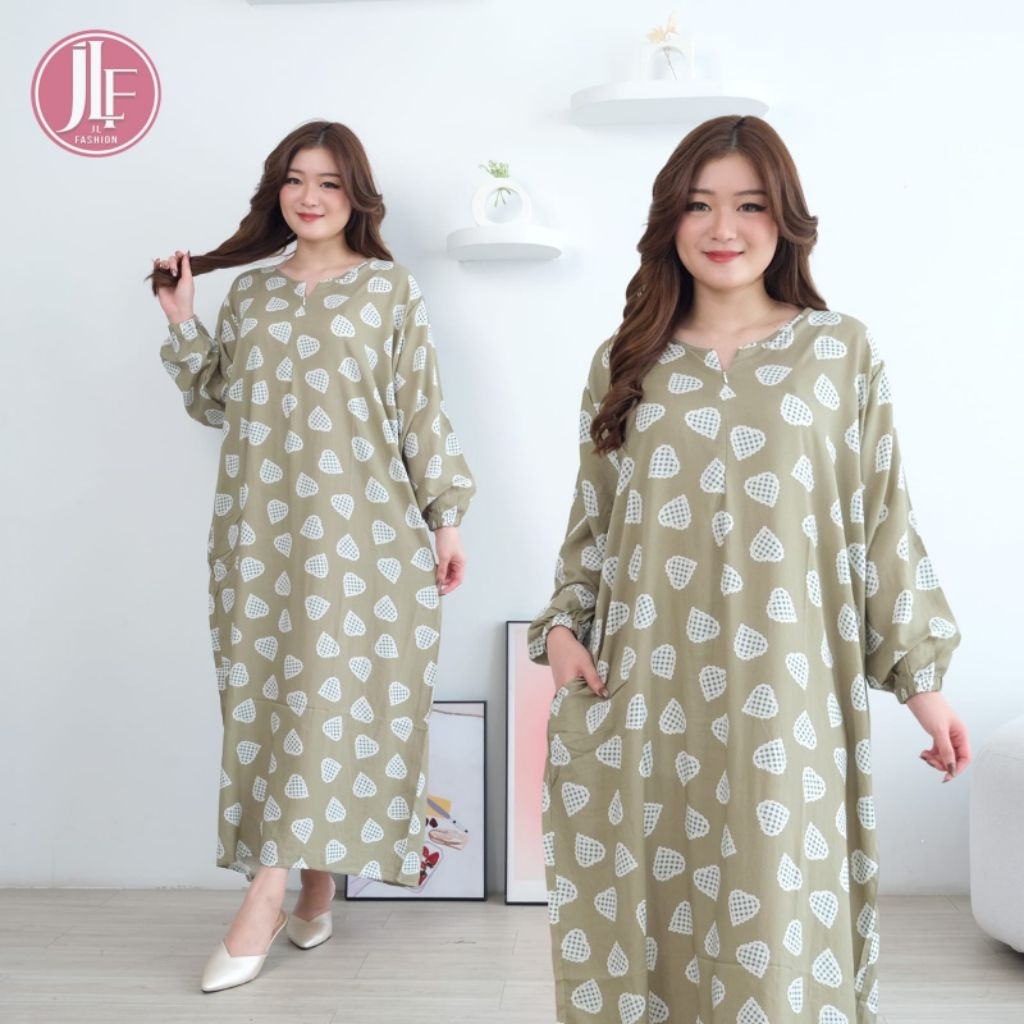 J&L Gamis Panjang Busui Hijab Friendly Rayon Premium Dress Muslim Lengan Karet Adem Nyaman Maudy PRO