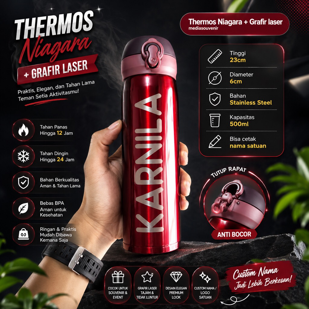 Thermos Stainless + Custom Grafir