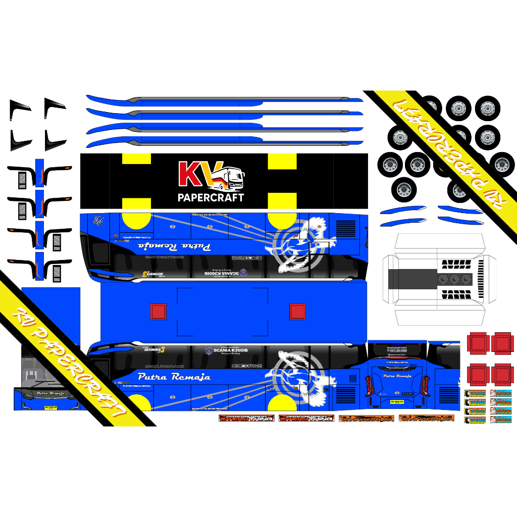 Lembaran papercraft Bus Putra Remaja