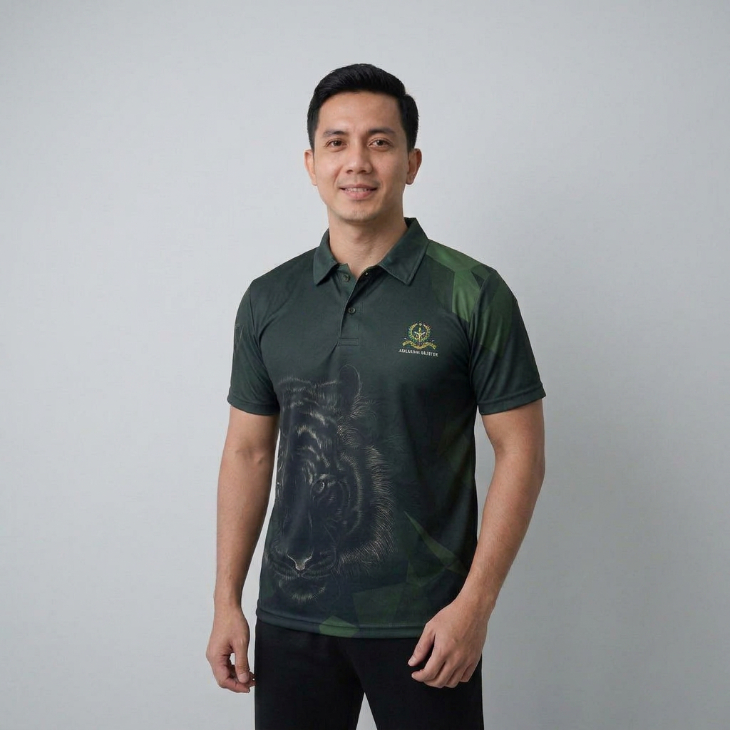 Butik Commando Kaos Polo AKMIL Dry Fit Baju Kerah Akademi Militer Loreng Hijau Jersey Olahraga Premi