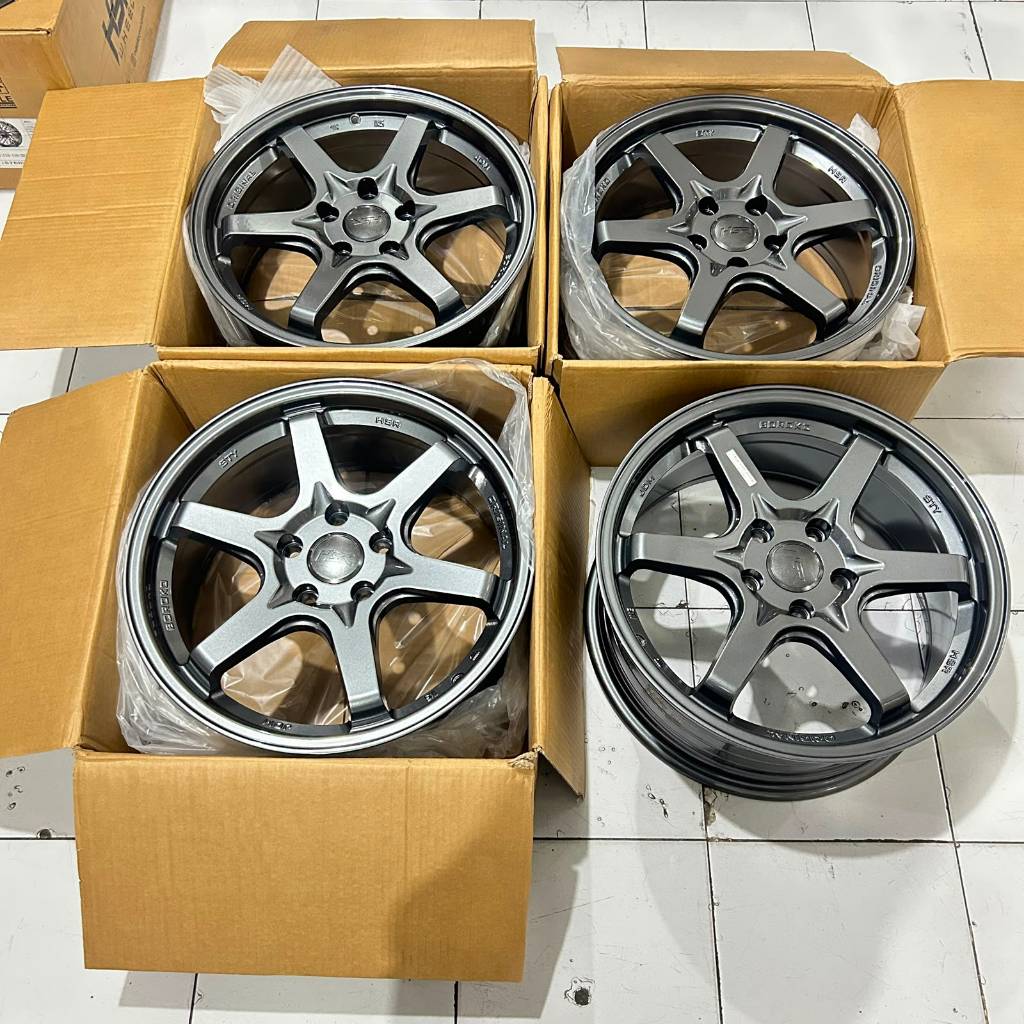 Velg jdm racing r17 velg mobil hsr sty ring 17 pcd 5x112