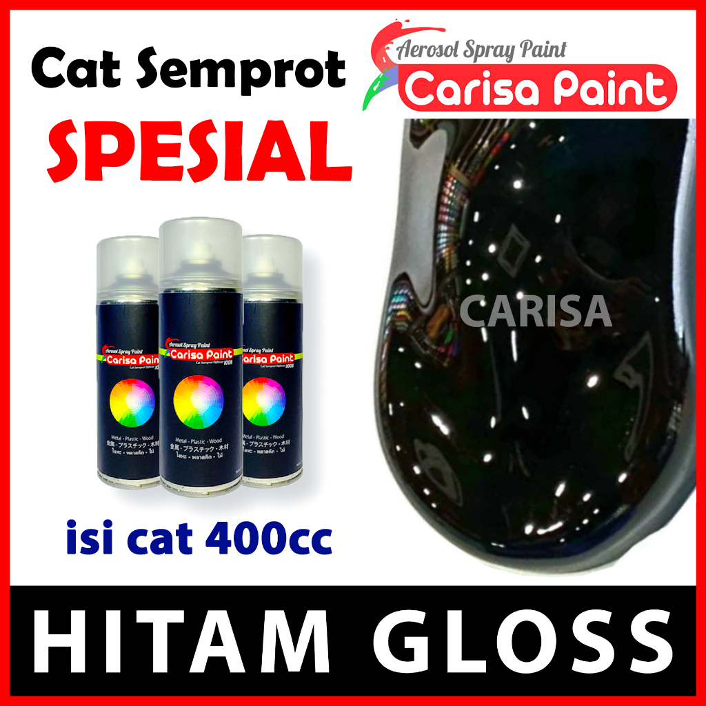 Cat Semprot Black Gloss Hitam Kilap Carisa Paint Cat Aerosol Candytone Candy Spesial Cat Duco Mobil 
