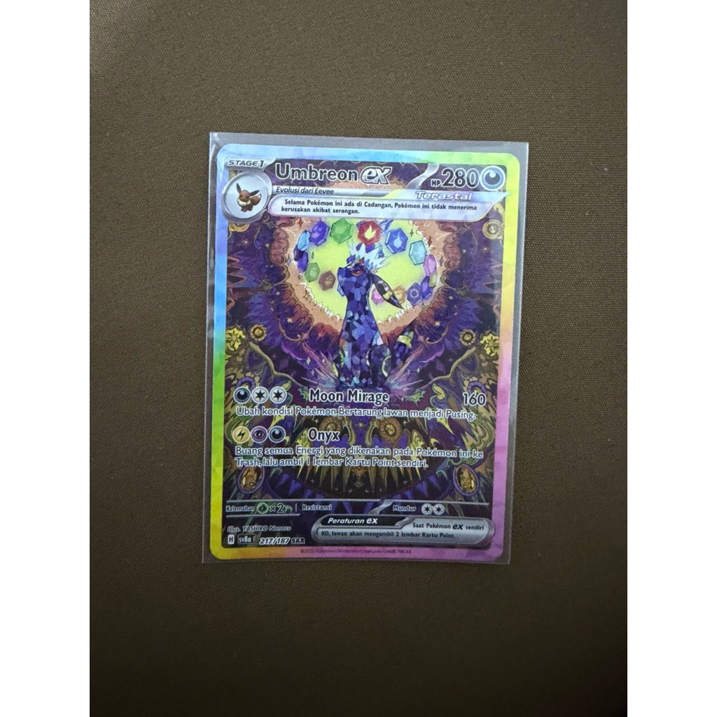Umbreon Ex #217/187 SAR Pokemon Indonesia Festival Terastal SV8 sar sylveon V RR indo dream gift kar