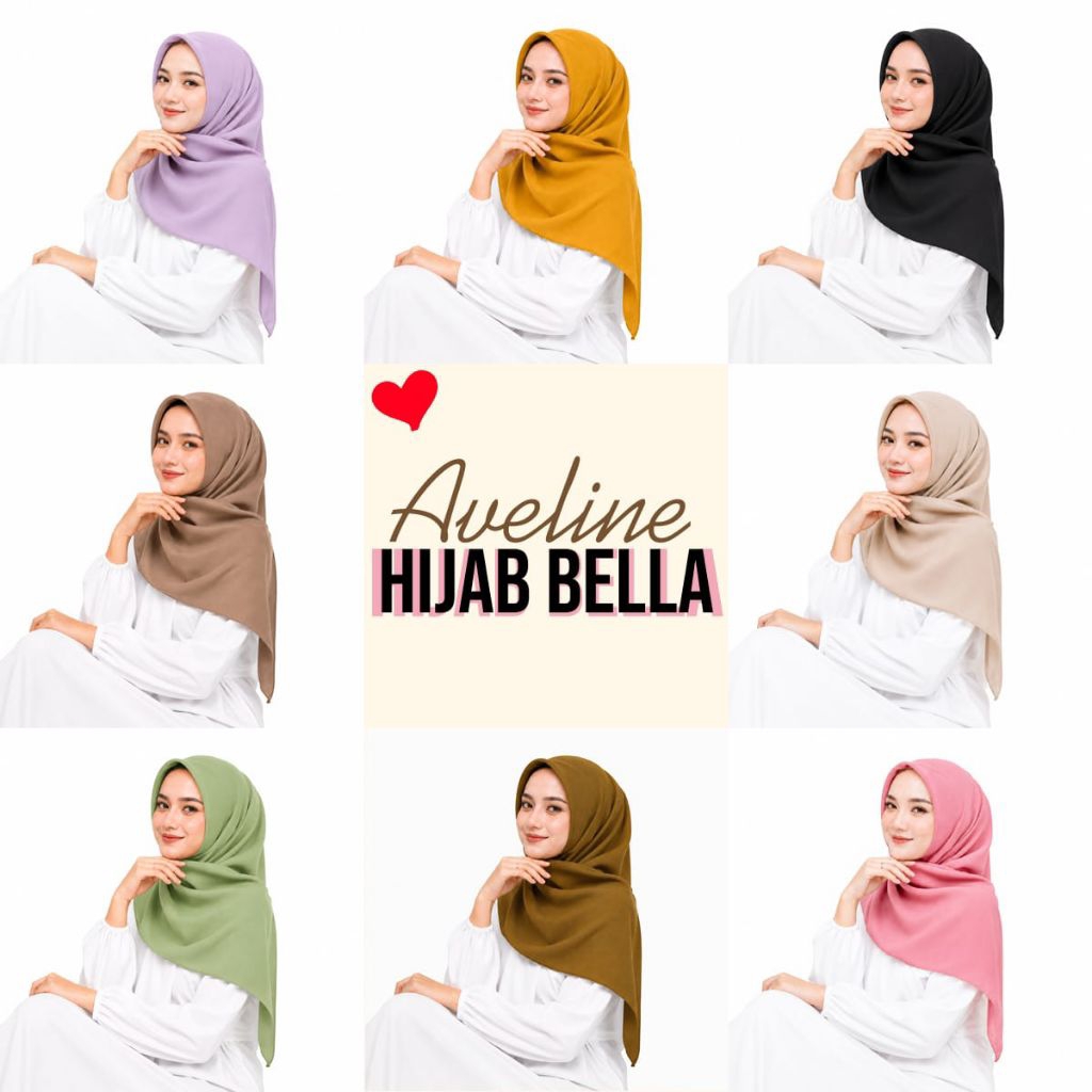 Jilbab / Hijab Bella Square Aveline Kain Polycotton Berkualitas Tinggi Premium