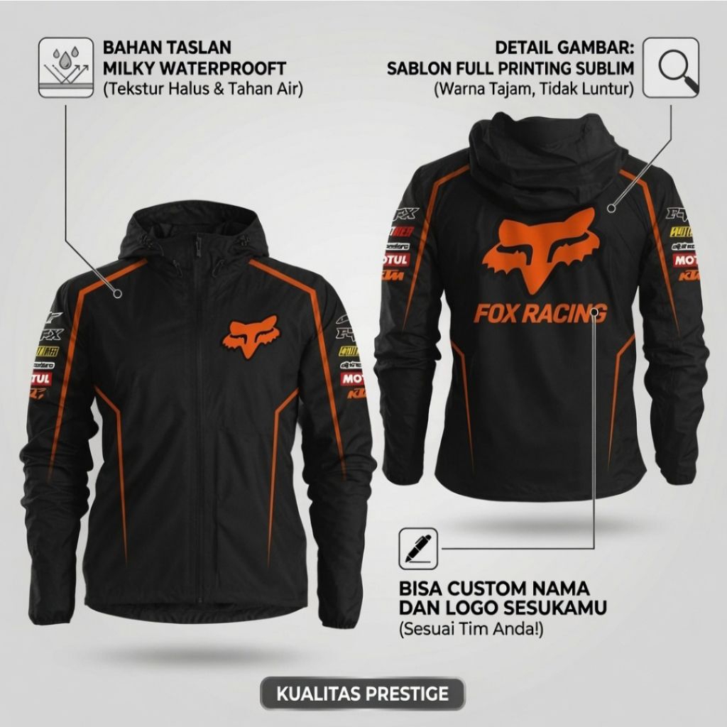 jaket motor -jaket fox -jaket motocross -jaket parasut -jaket supermoto FOX racing WP KTM waterproff