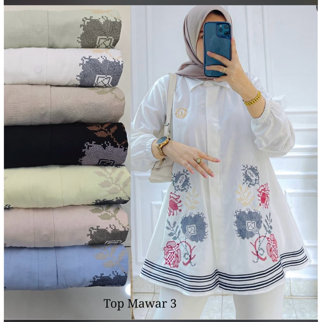 Kemeja top Winody mawar 3 - atasan top Winody - kemeja Winody terbaru - Atasan top Winody mawar 3 - 