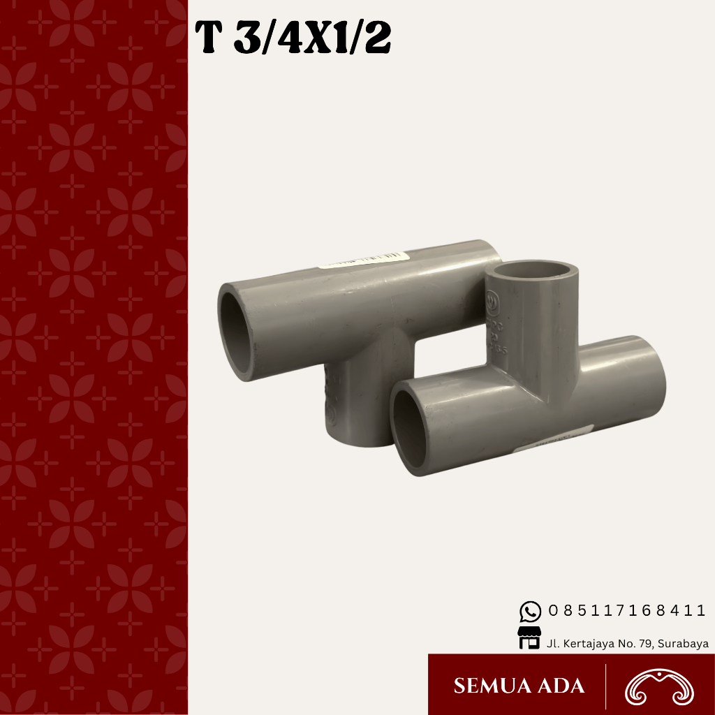 Sambungan Pipa PVC T 3/4 x 1/2 " Fitting T Pipa Air Abu